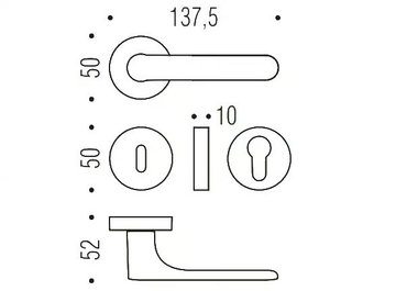 ONE CC 11 R-RY - Cromall® door handle on rose with lock by Colombo Design - view 3